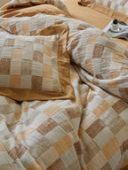 Honey Loft Check Cotton Jacquard Duvet Cover original reference image 9