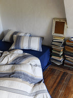 Indigo Heritage Stripe Jacquard Cotton Duvet Cover original reference image 2