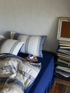Indigo Heritage Stripe Jacquard Cotton Duvet Cover original reference image 3