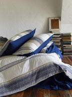 Indigo Heritage Stripe Jacquard Cotton Duvet Cover original reference image 4