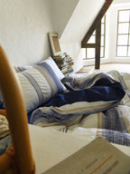 Indigo Heritage Stripe Jacquard Cotton Duvet Cover original reference image 5