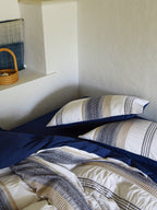 Indigo Heritage Stripe Jacquard Cotton Duvet Cover original reference image 6