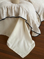 Ivory Black Piped Ruffle Cotton Muslin Duvet Cover original reference image 11