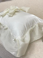 Ivory Bow Ruffle Organza Lumbar Throw Pillow original reference image 2