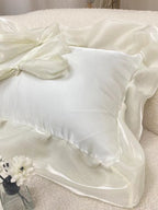 Ivory Bow Ruffle Organza Lumbar Throw Pillow original reference image 4