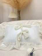Ivory Bow Ruffle Organza Lumbar Throw Pillow original reference image 7
