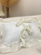 Ivory Bow Ruffle Organza Lumbar Throw Pillow original reference image 9