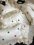 Ivory Color Dot Ruffle Cotton Sateen Duvet Cover original reference image 7