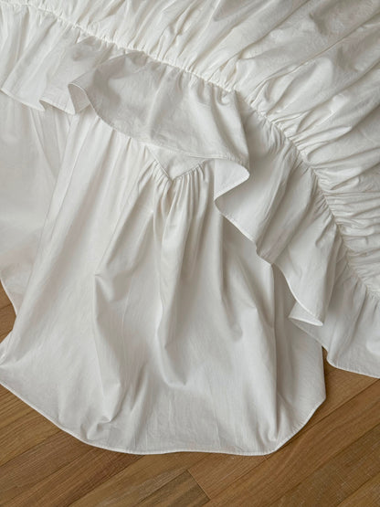 Ivory Lace Medallion Ruffle Cotton Jacquard Duvet Cover original reference image 9