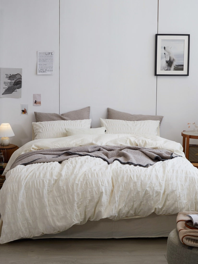 Ivory Mist Cotton Seersucker Duvet Cover original reference image 1