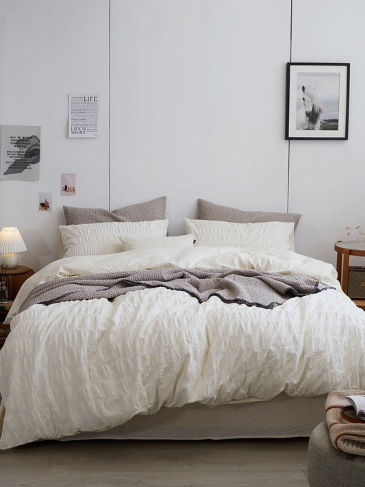 Ivory Mist Cotton Seersucker Duvet Cover original reference image 1