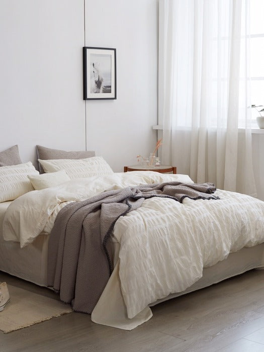Ivory Mist Cotton Seersucker Duvet Cover original reference image 2