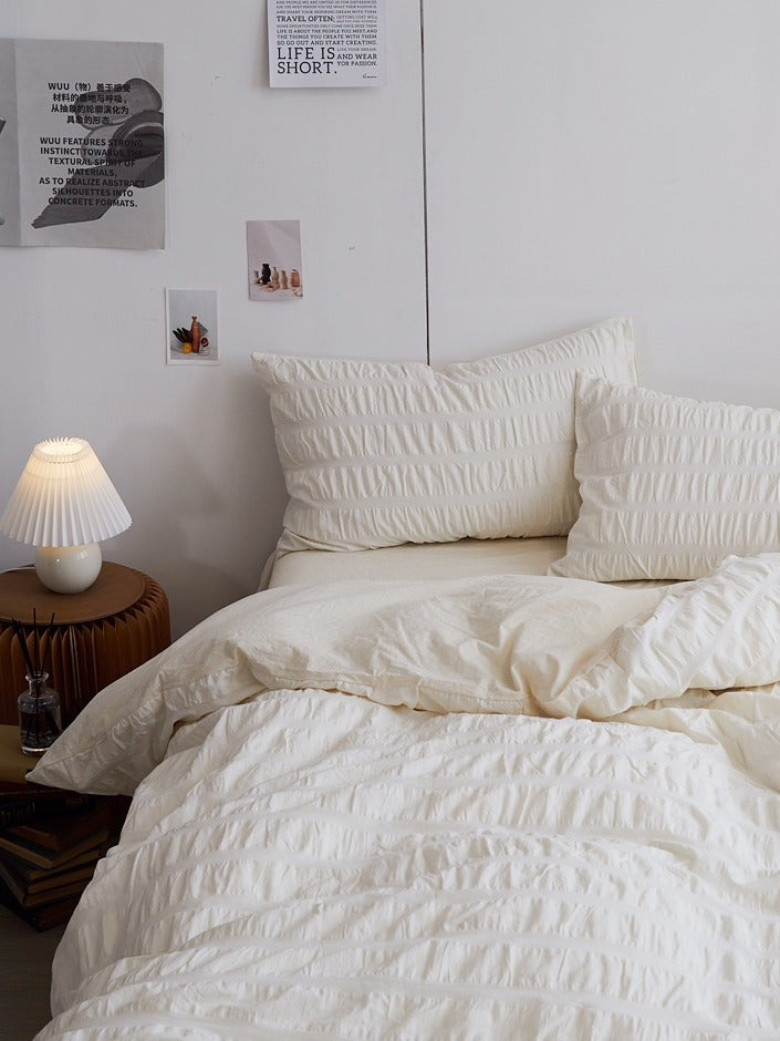 Ivory Mist Cotton Seersucker Duvet Cover original reference image 3