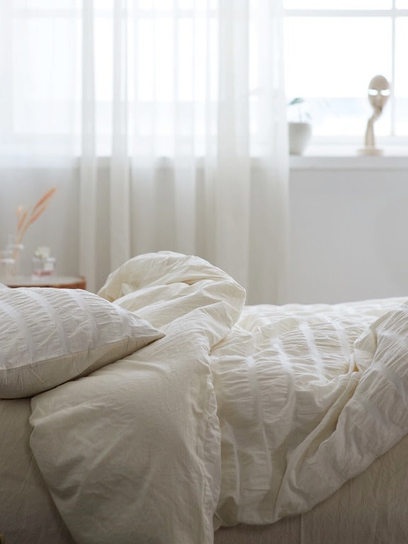 Ivory Mist Cotton Seersucker Duvet Cover original reference image 7