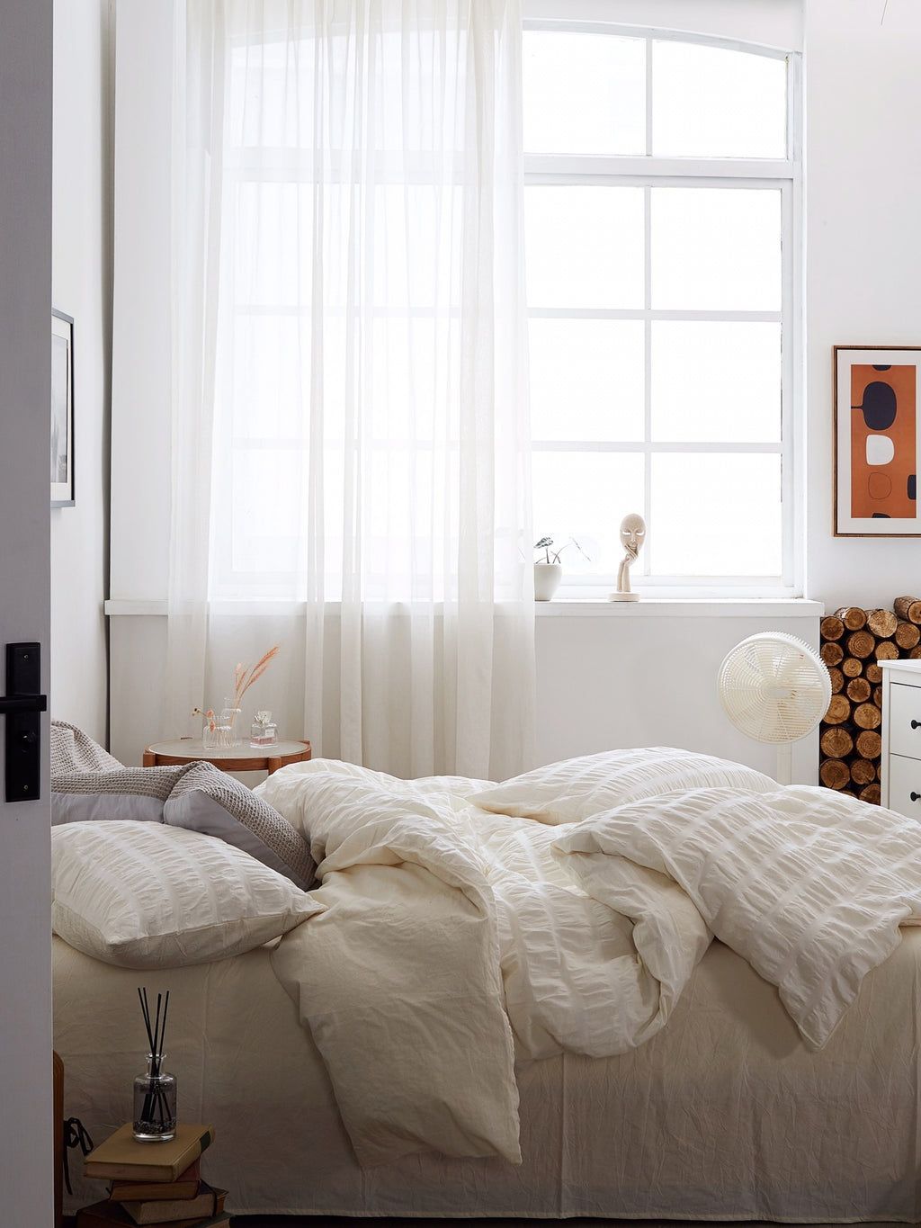 Ivory Mist Cotton Seersucker Duvet Cover original reference image 9