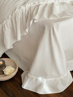 Ivory Textured Stripe Ruffle Cotton Muslin Duvet Cover original reference image 11