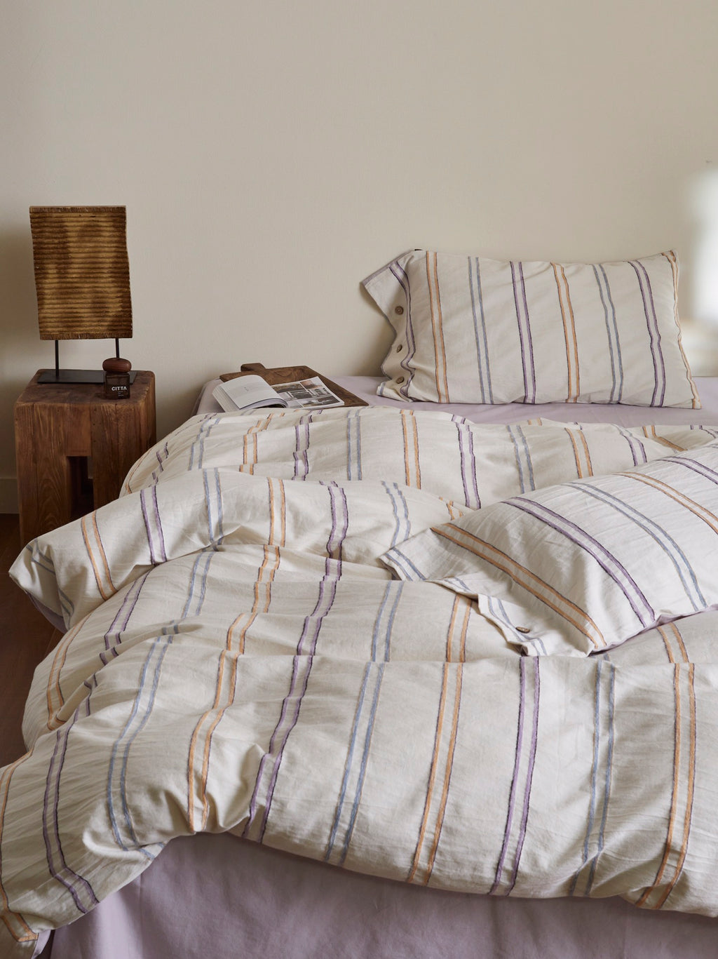 Lavender Meadow Stripe Cotton Jacquard Duvet Cover original reference image 6