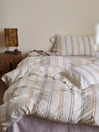 Lavender Meadow Stripe Cotton Jacquard Duvet Cover original reference image 6