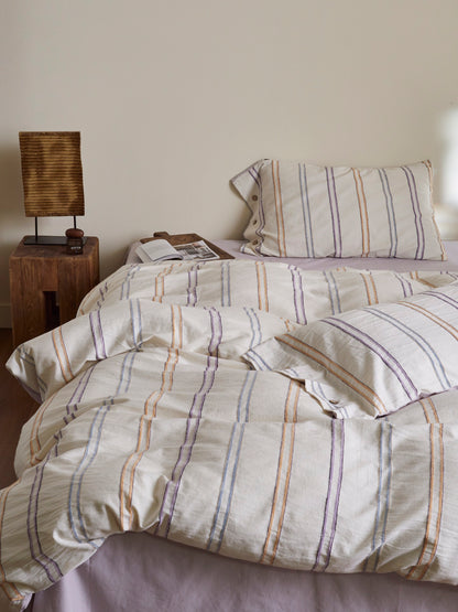 Lavender Meadow Stripe Cotton Jacquard Duvet Cover original reference image 6