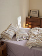 Lavender Meadow Stripe Cotton Jacquard Duvet Cover original reference image 7