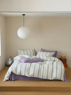 Lavender Meadow Stripe Cotton Muslin Duvet Cover original reference image 7