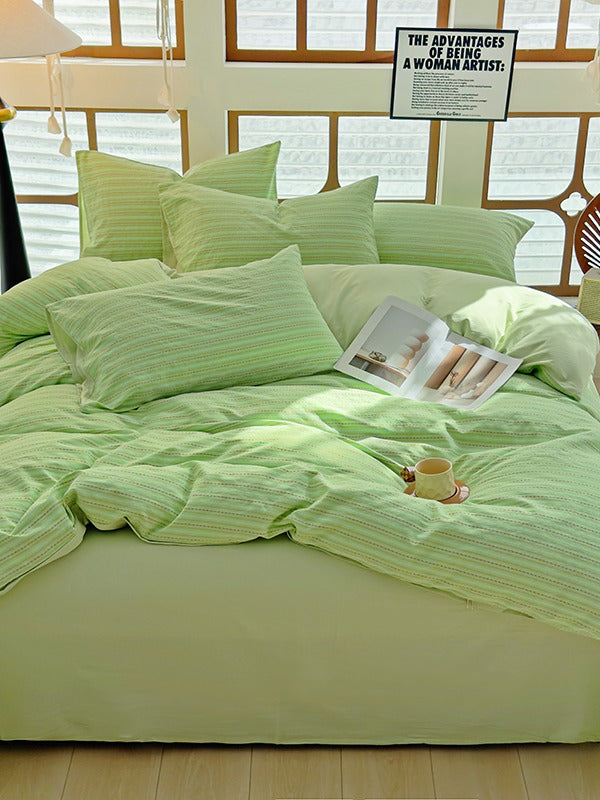 Loom Stripe Washed Cotton Duvet Cover original reference image 18