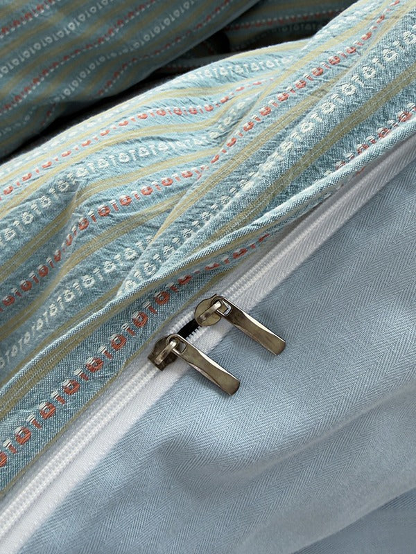 Loom Stripe Washed Cotton Duvet Cover original reference image 25
