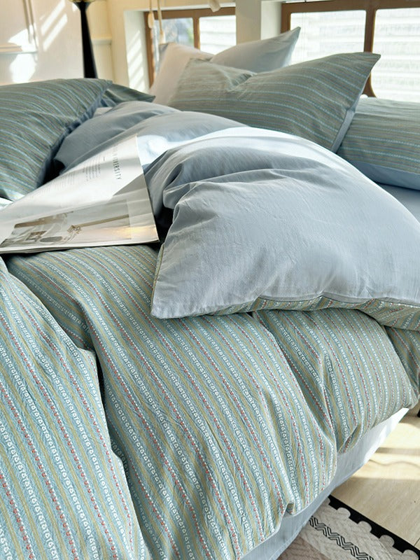 Loom Stripe Washed Cotton Duvet Cover original reference image 29