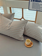 Loom Stripe Washed Cotton Duvet Cover original reference image 38
