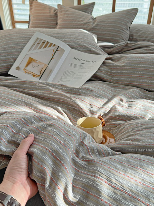Loom Stripe Washed Cotton Duvet Cover original reference image 41