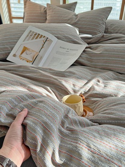 Loom Stripe Washed Cotton Duvet Cover original reference image 41