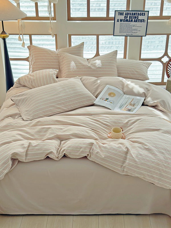 Loom Stripe Washed Cotton Duvet Cover original reference image 54