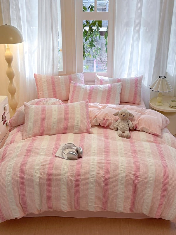 Loom Waffle Stripe Cotton Duvet Cover original reference image 3