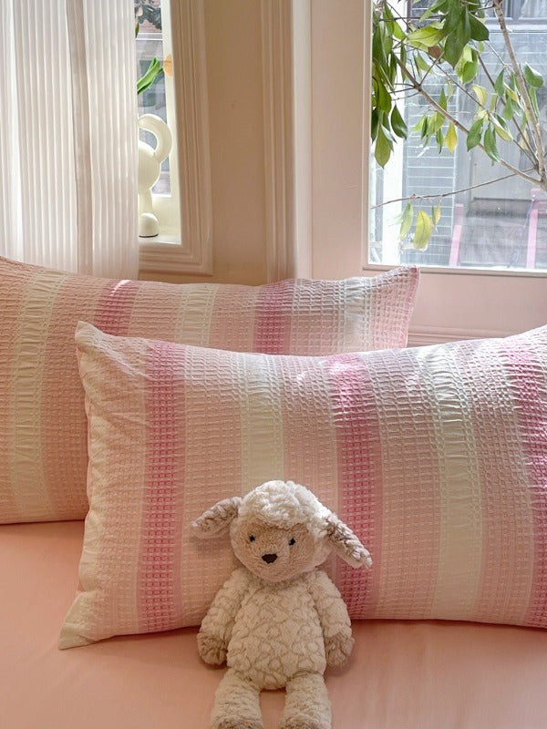 Loom Waffle Stripe Cotton Duvet Cover original reference image 4