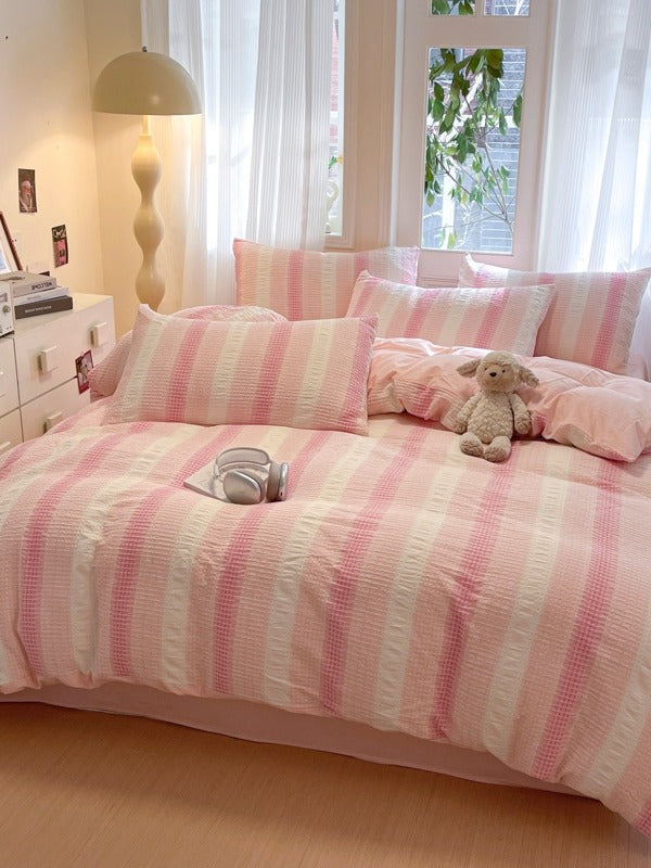 Loom Waffle Stripe Cotton Duvet Cover original reference image 5
