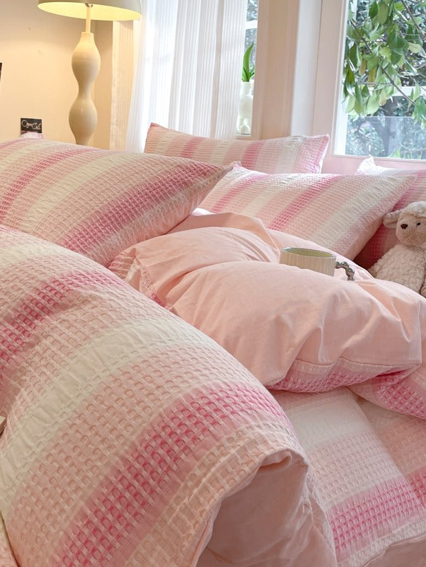 Loom Waffle Stripe Cotton Duvet Cover original reference image 6