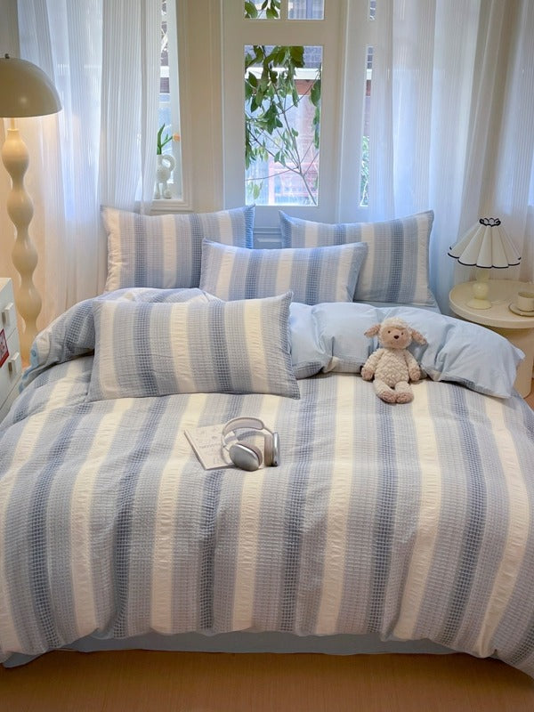 Loom Waffle Stripe Cotton Duvet Cover original reference image 8
