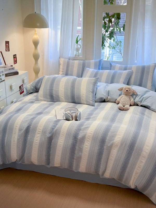 Loom Waffle Stripe Cotton Duvet Cover original reference image 10
