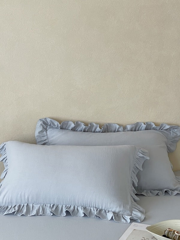 Luna Ruffle Cotton Muslin Pillowcase original reference image 3