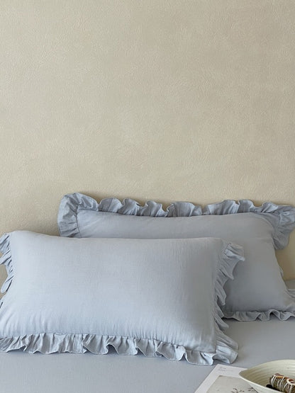 Luna Ruffle Cotton Muslin Pillowcase original reference image 3