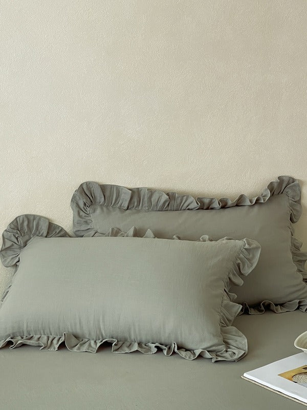 Luna Ruffle Cotton Muslin Pillowcase original reference image 4