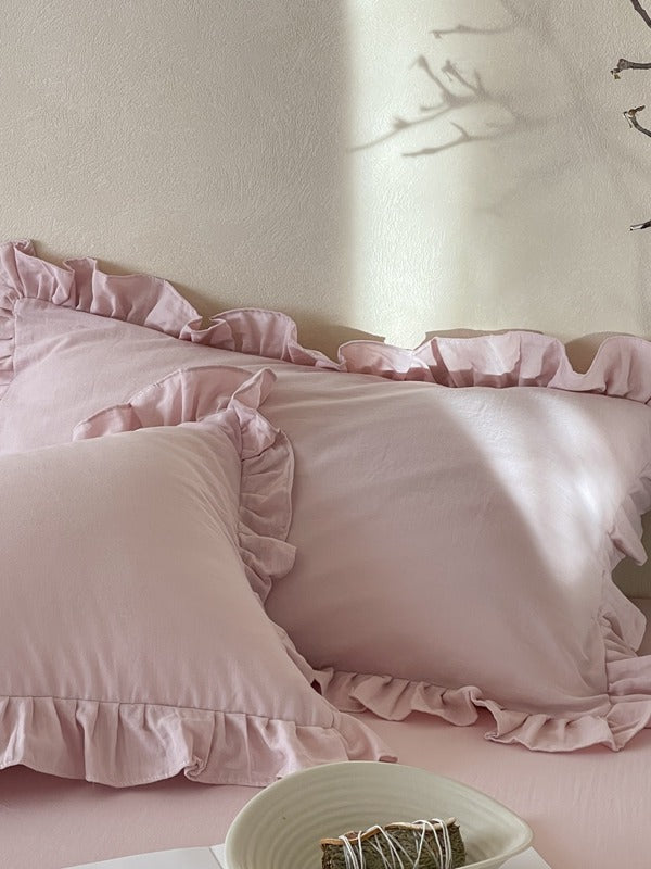 Luna Ruffle Cotton Muslin Pillowcase original reference image 8