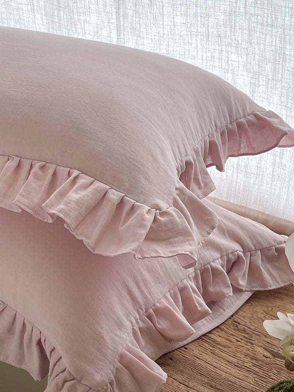 Luna Ruffle Cotton Muslin Pillowcase original reference image 22