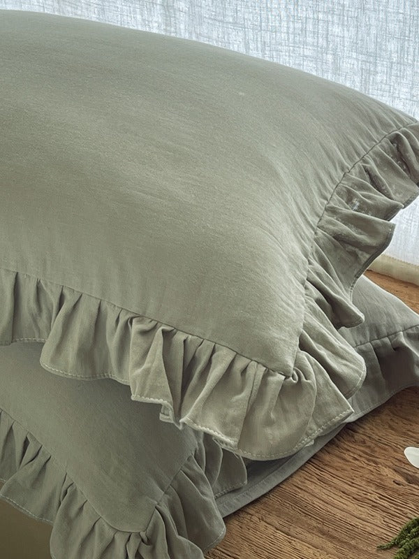 Luna Ruffle Cotton Muslin Pillowcase original reference image 32