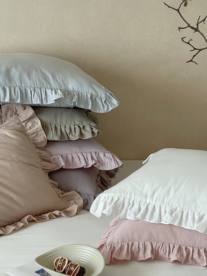 Luna Ruffle Cotton Muslin Pillowcase original reference image 38