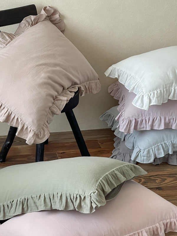 Luna Ruffle Cotton Muslin Pillowcase original reference image 41
