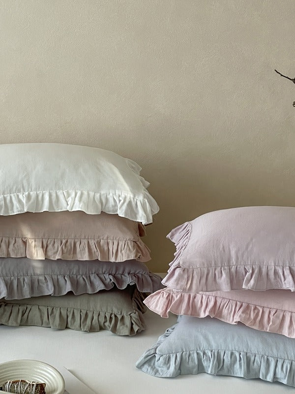 Luna Ruffle Cotton Muslin Pillowcase original reference image 42