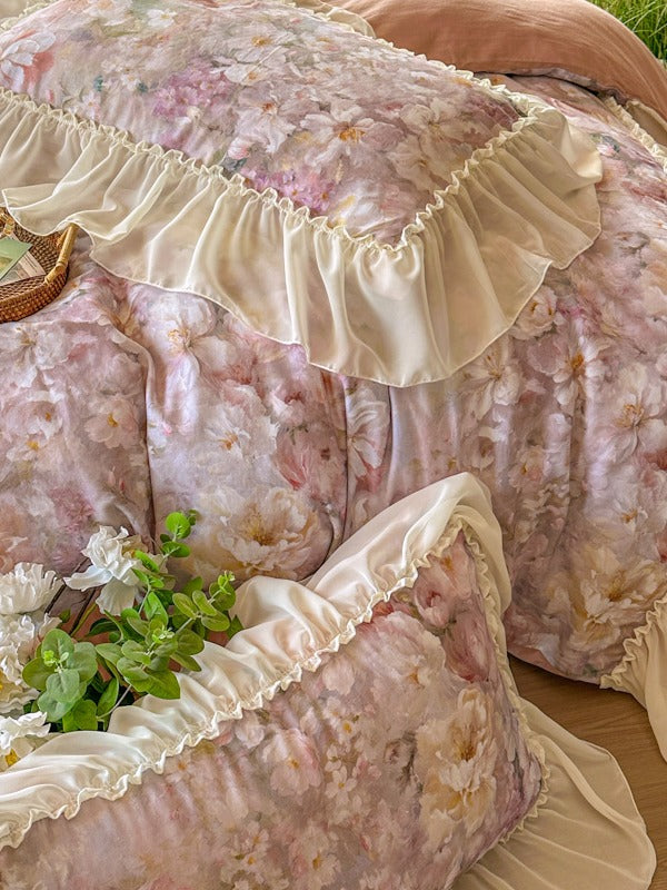 Maison Ruffle Printed Cotton Muslin Duvet Cover original reference image 2