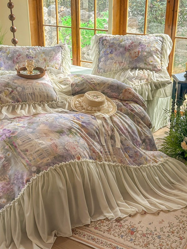 Maison Ruffle Printed Cotton Muslin Duvet Cover original reference image 8