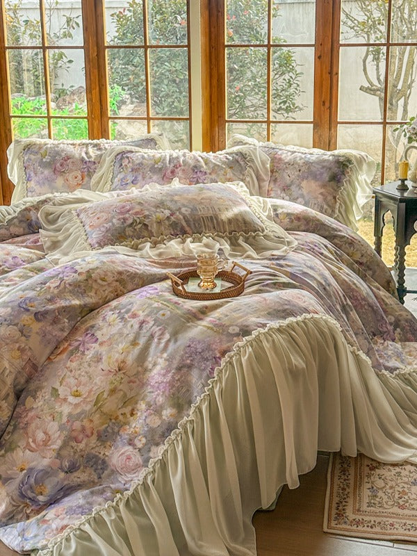 Maison Ruffle Printed Cotton Muslin Duvet Cover original reference image 10
